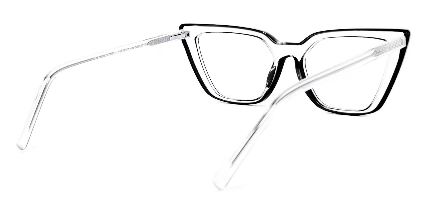 Yosef Cyber Women Black and Clear Cat Eye Frames Glasses3