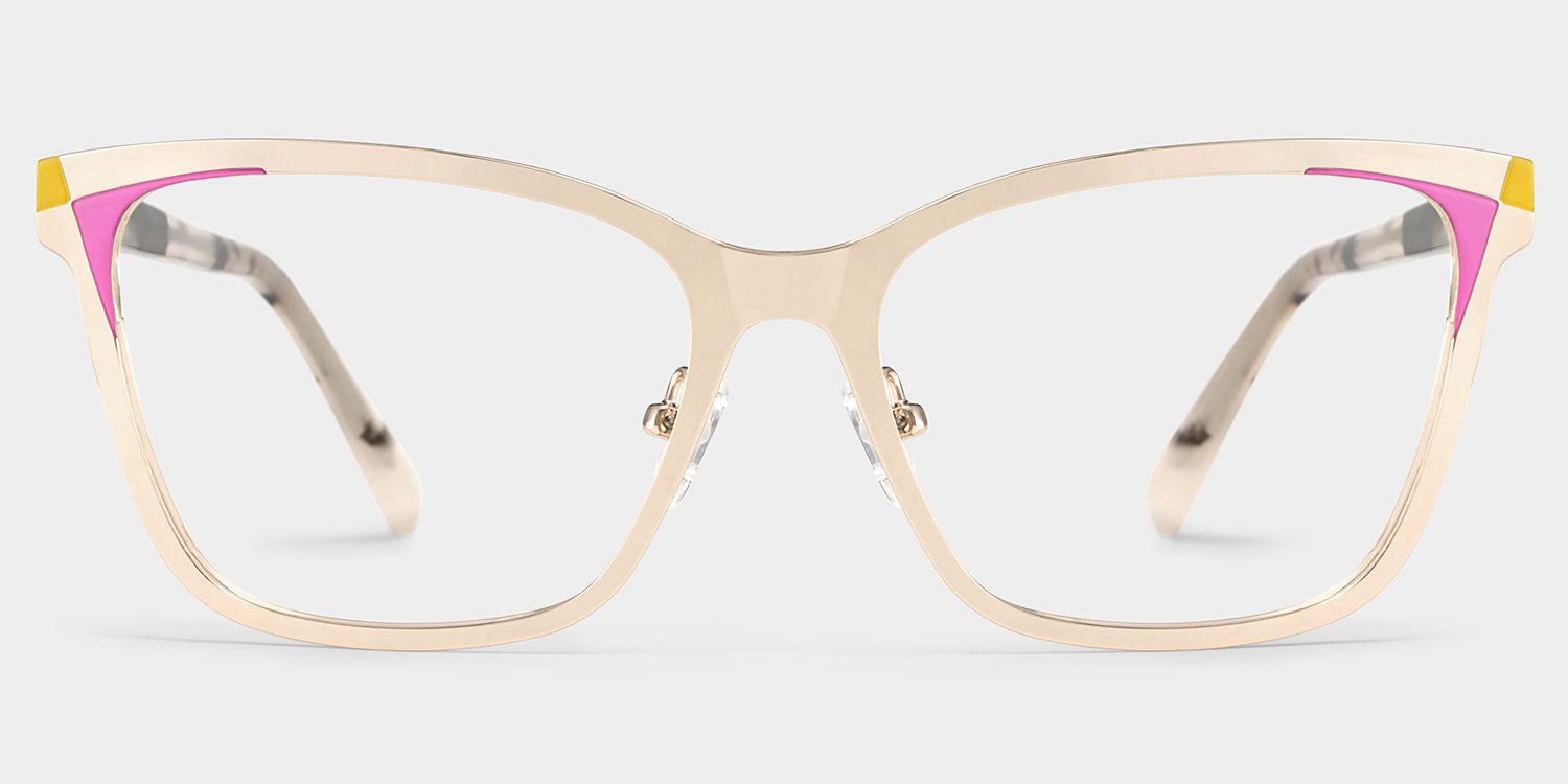 Elise Gold Frame Glasses with Rectangle Frame Online | ZEELOOL UK1