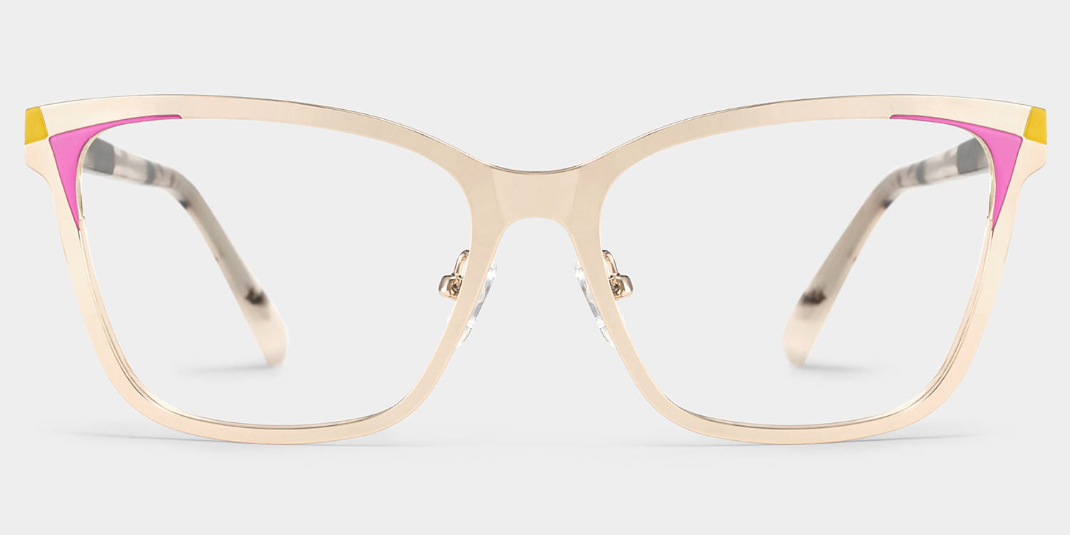 Elise Gold Frame Glasses with Rectangle Frame Online | ZEELOOL UK1