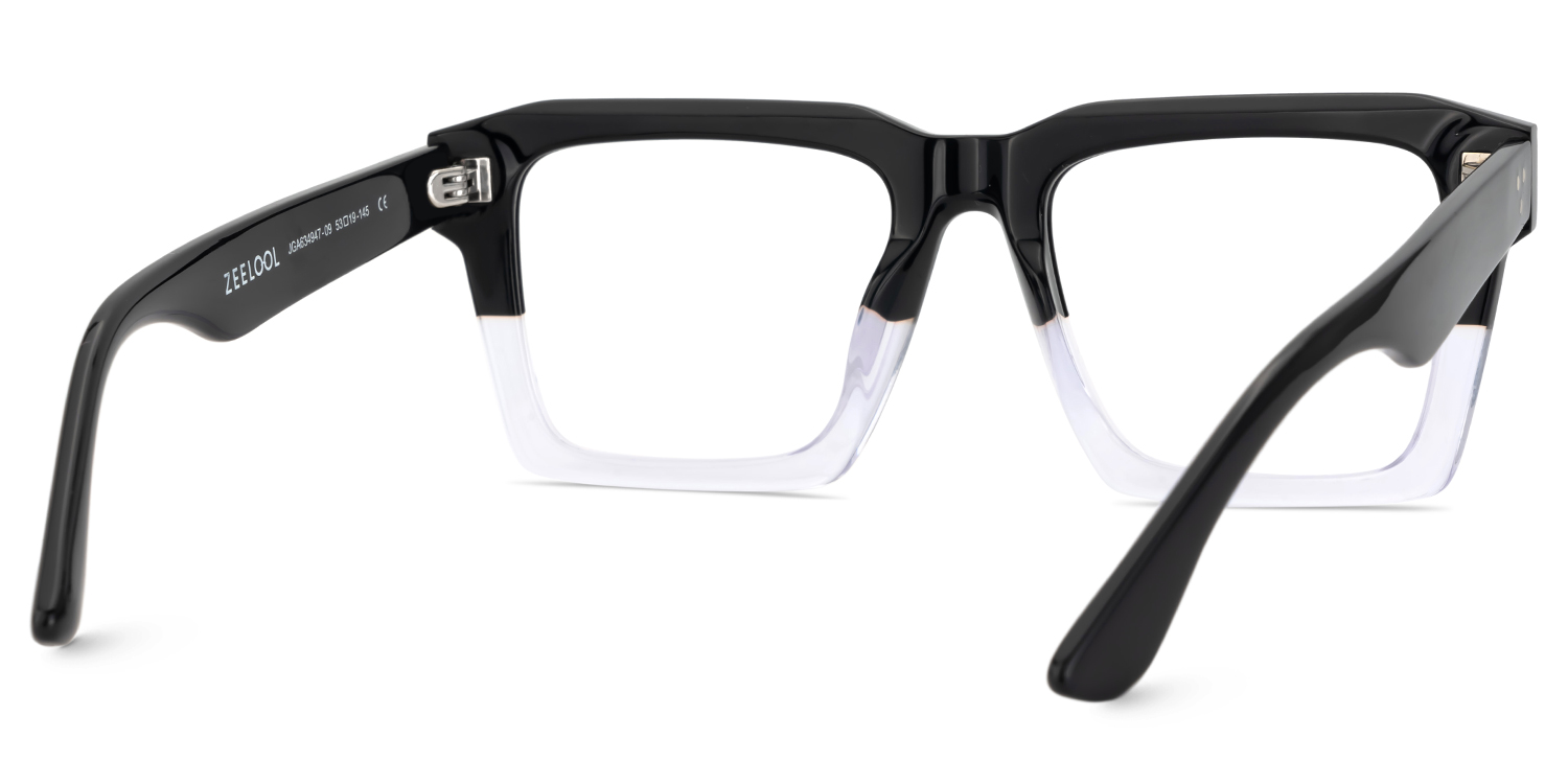 Large Square Prescription Glasses With Black And Crystal Color6