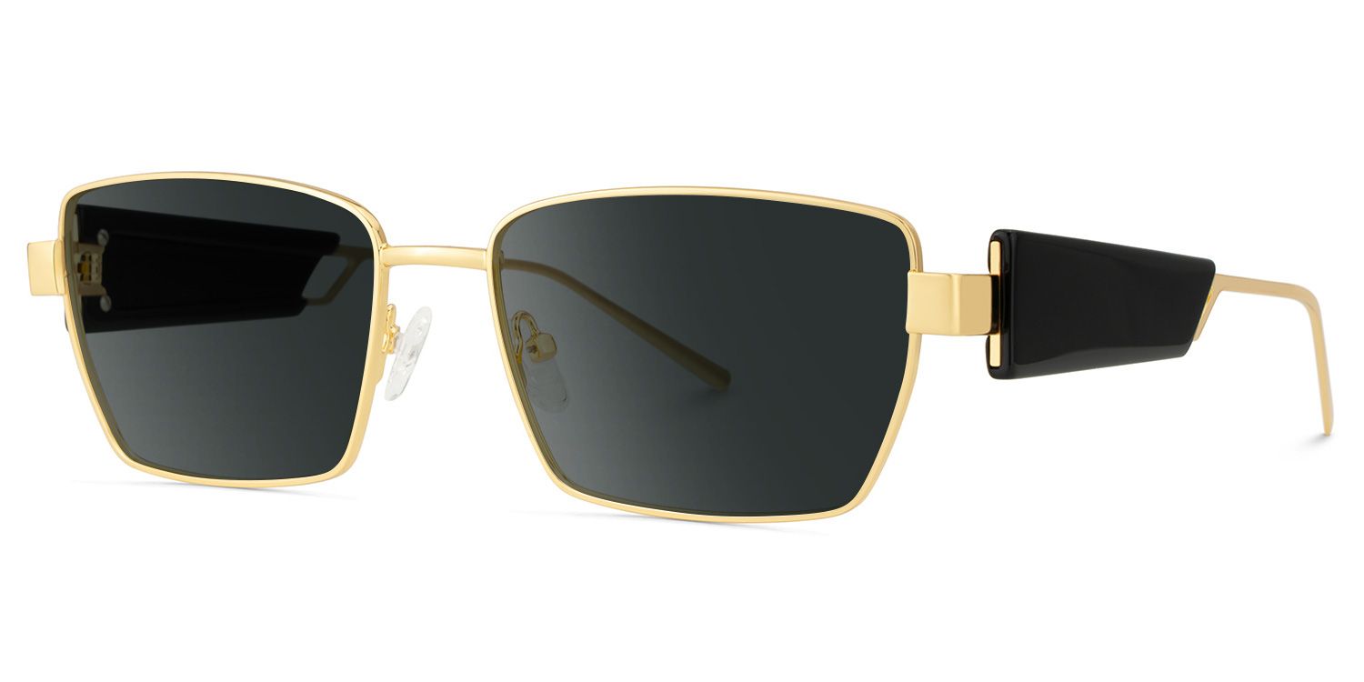 Aluna Rectangle Gold Polarized Sunglasses2