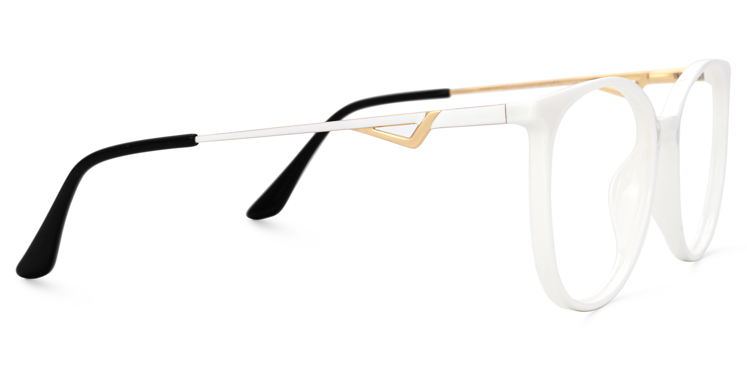 Chanty Round White Thin Frame Glasses | ZEELOOL UK2