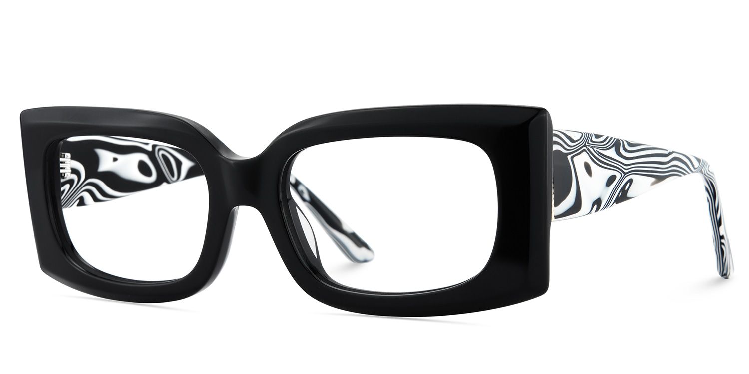 Orduno Black Rectangle Shape Eyeglasses | ZEELOOL UK3