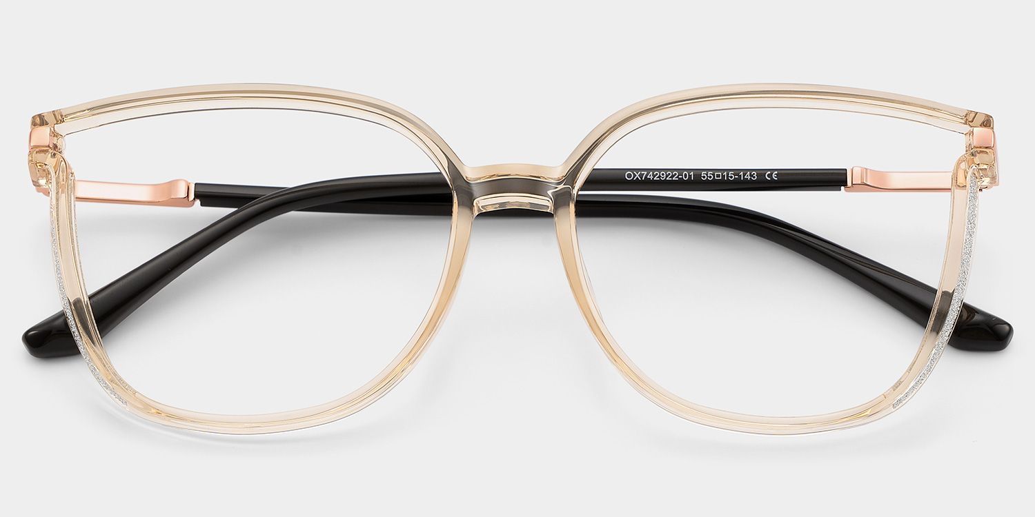 Annalisa Square Beige Thin Frame Glasses | Zeelool1