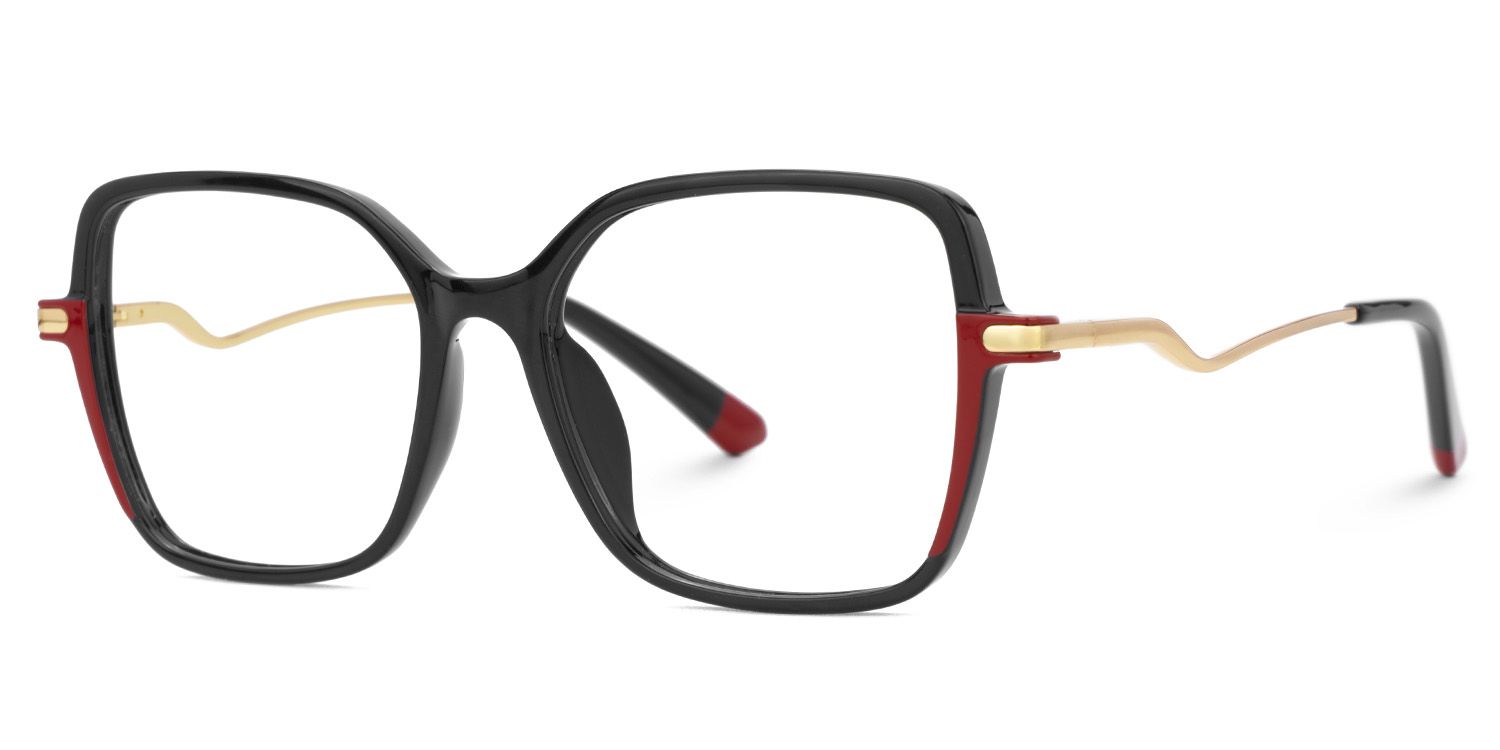 Rendon thin black eyeglass frames in Square Design | ZEELOOL UK1