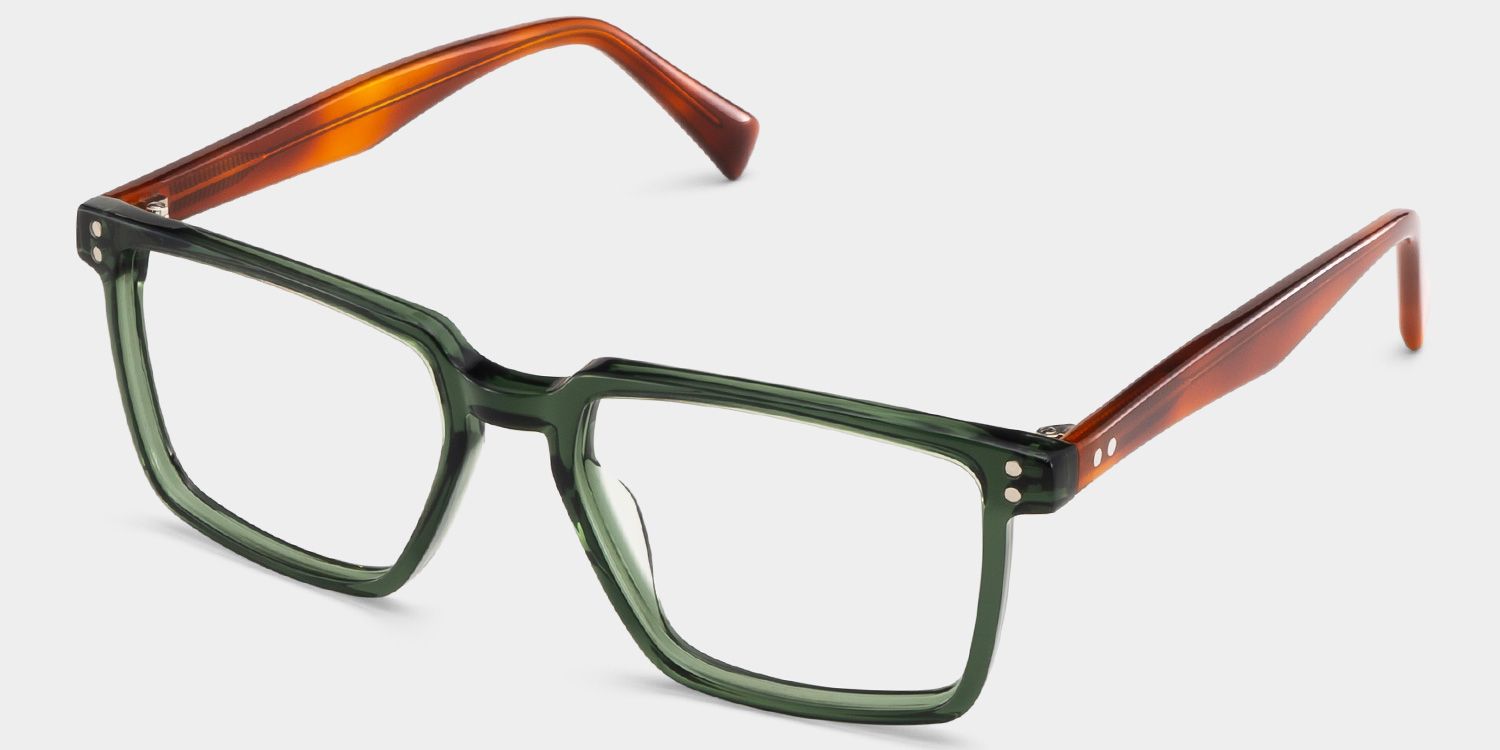 Griffin Green Brown Frame Glasses with Rectangle Frame Online | ZEELOOL UK2