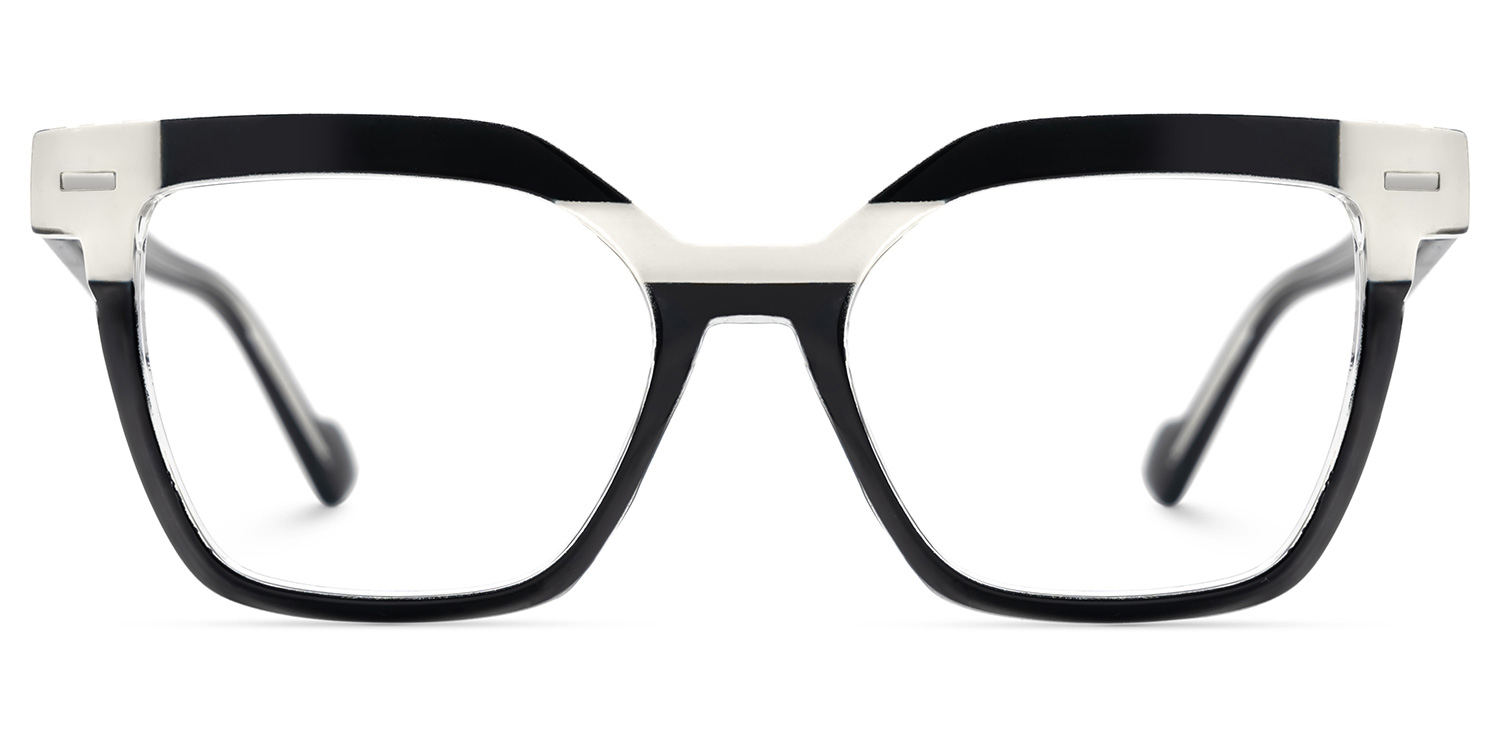 Pinette Square Black White Glasses1
