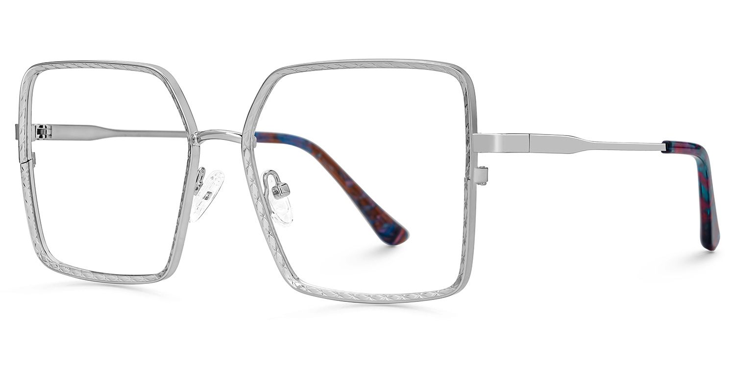 Square Toure Sliver Metal Diamond Cut Eyeglasses1