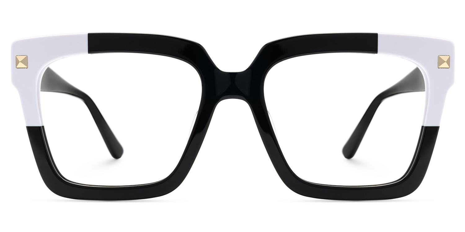 Glendalis Square Black and White Frames for Glasses  | ZEELOOL UK0