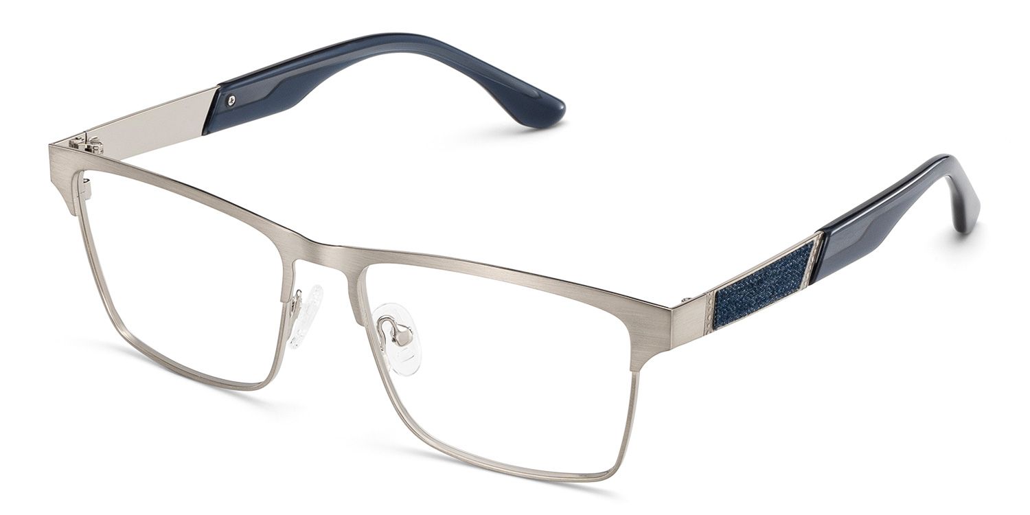 Jasper Eyeglasses in Browline Silver Frame | ZEELOOL UK3