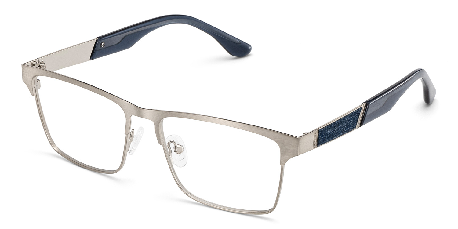 Jasper Eyeglasses in Browline Silver Frame | ZEELOOL UK3