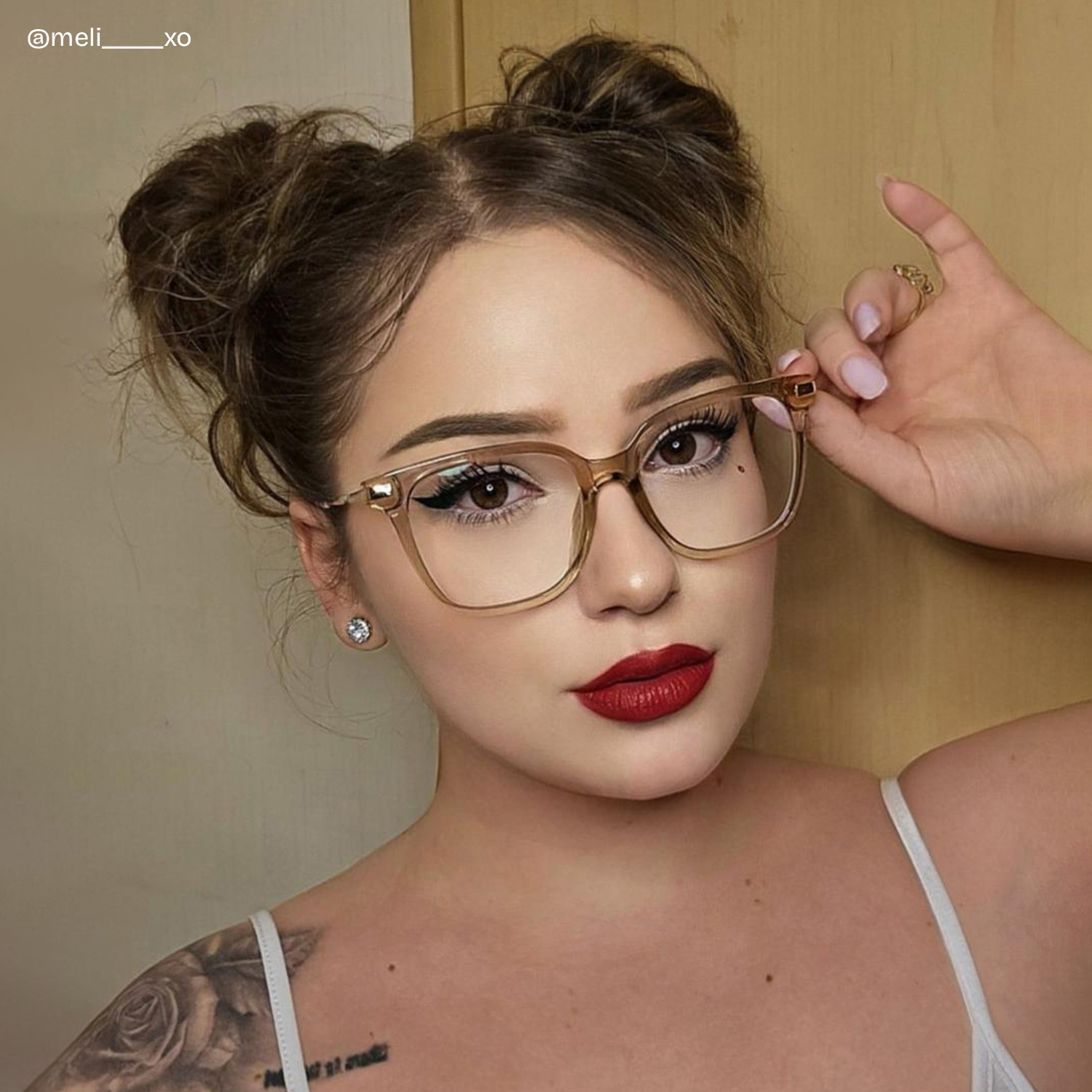 Jacqui Square Champagne Eyeglasses and Crystal Frame9