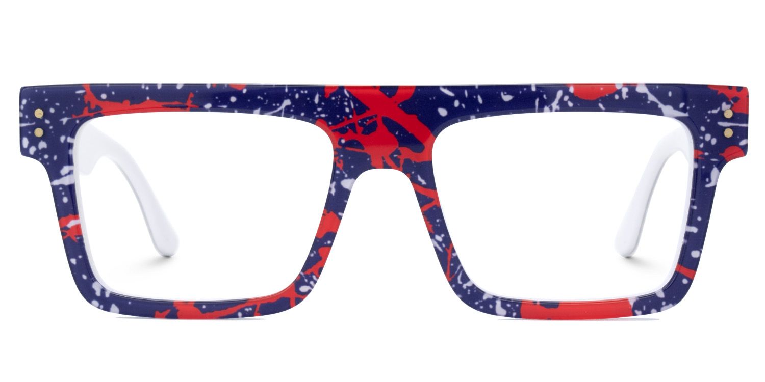 Daciana Rectangle Red and Blue Glasses Frames with Full Frame0