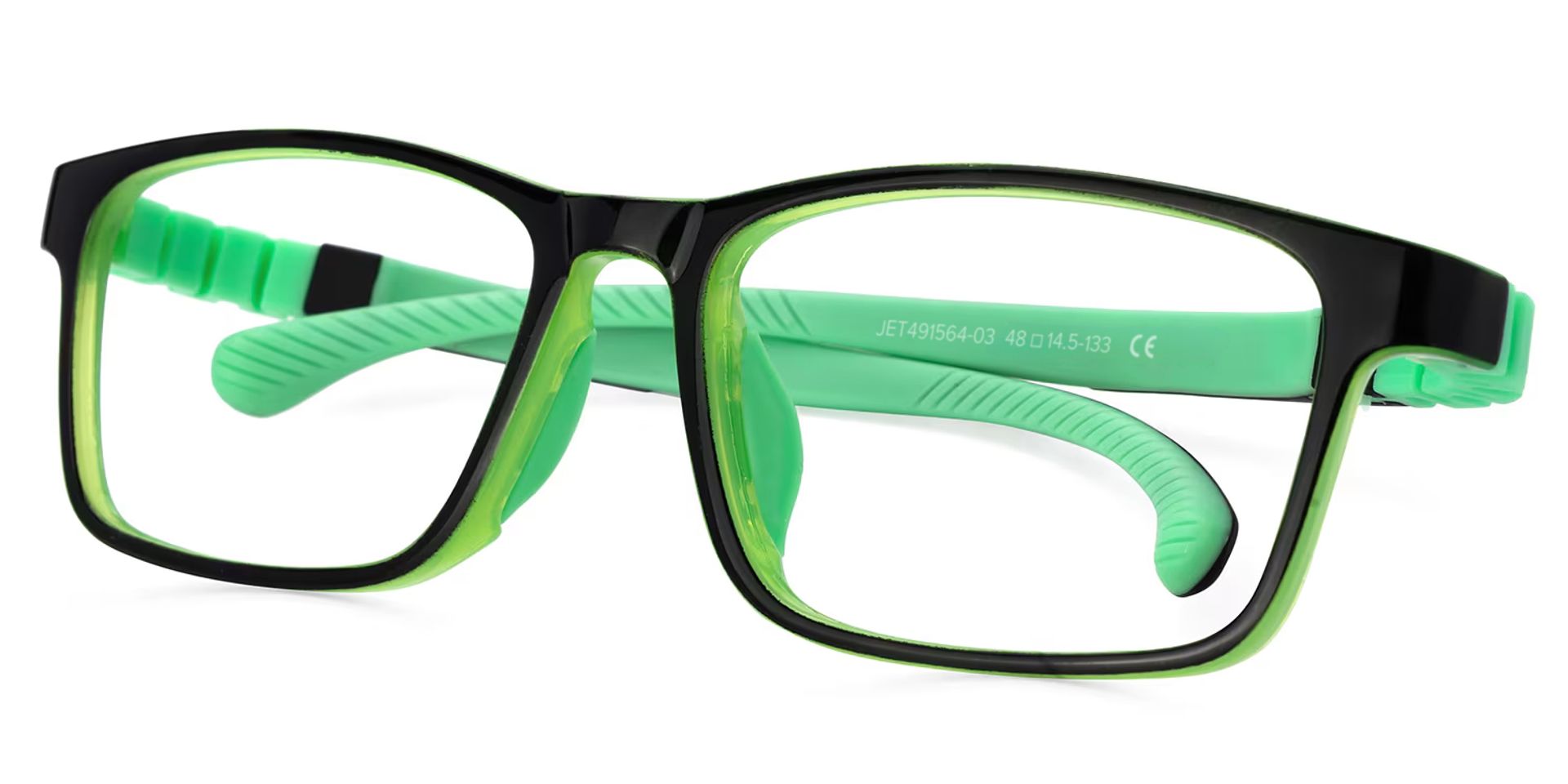 Arddin Rectangle Green Frame Eyeglasses for Tweens1