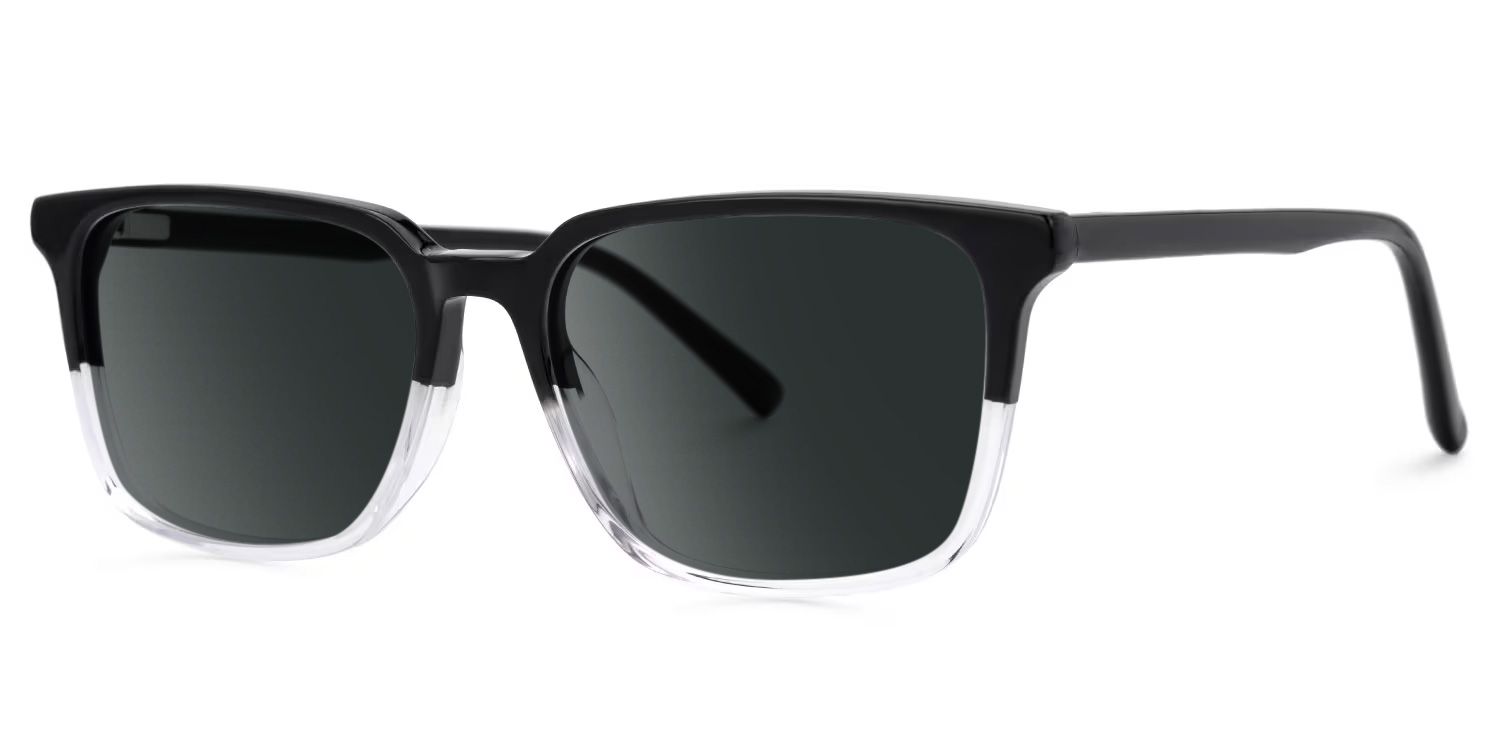Barnhill Acetate Square Black-Clear Frame Sunglasses | ZEELOOL UK1