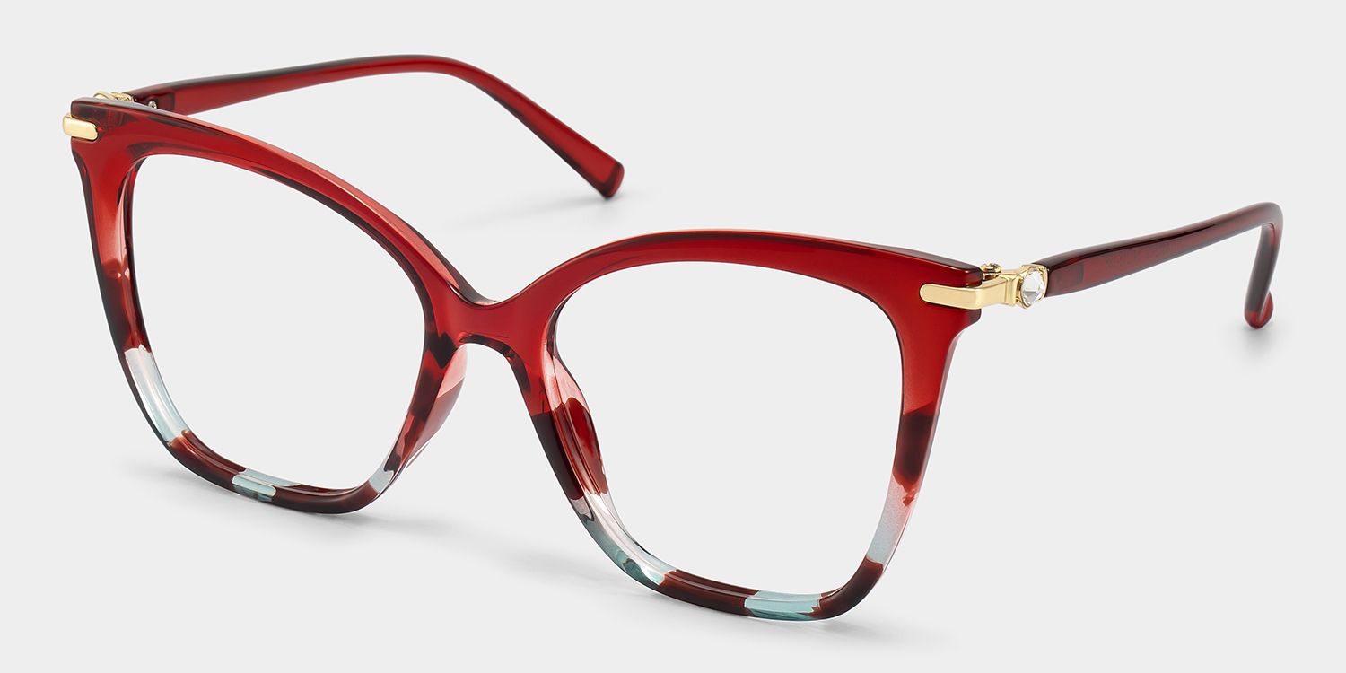 Lamar Butterfly Red Eyeglasses and Two-Tone Frames3