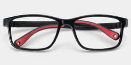 Clay Rectangle Black Red Glasses0