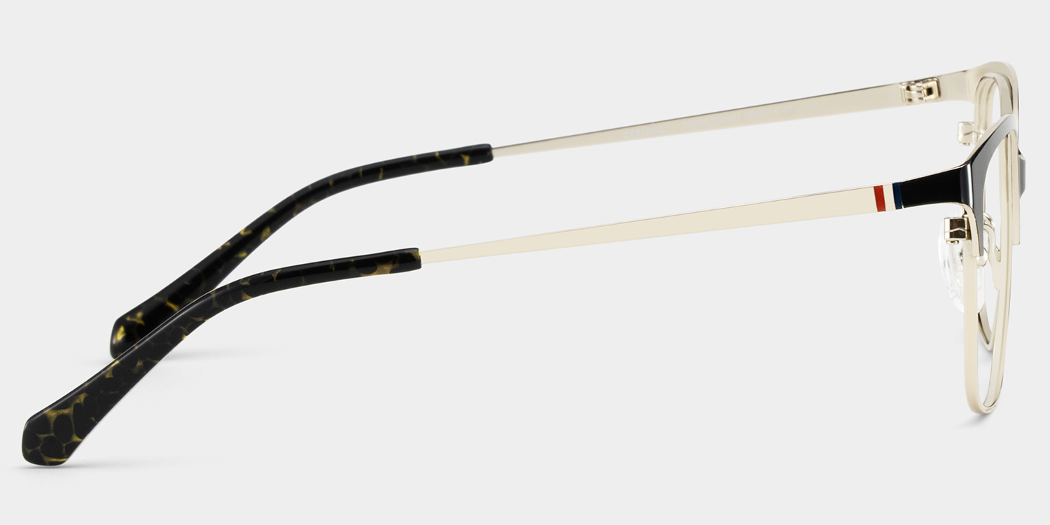Vera Black Gold Frame Glasses with Browline Frame Online | ZEELOOL UK4