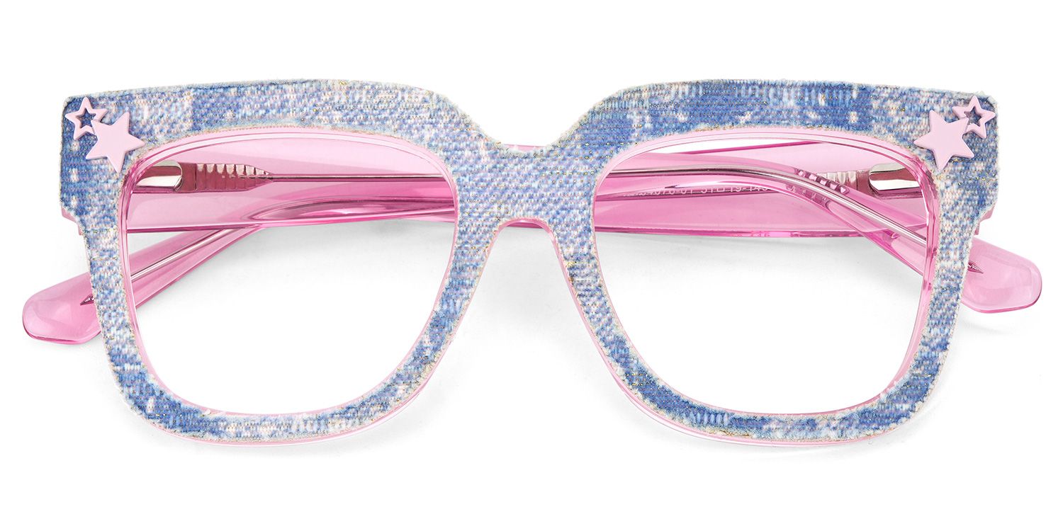 Teresita Thick Blue Denim Glasses in Square Design | ZEELOOL UK2