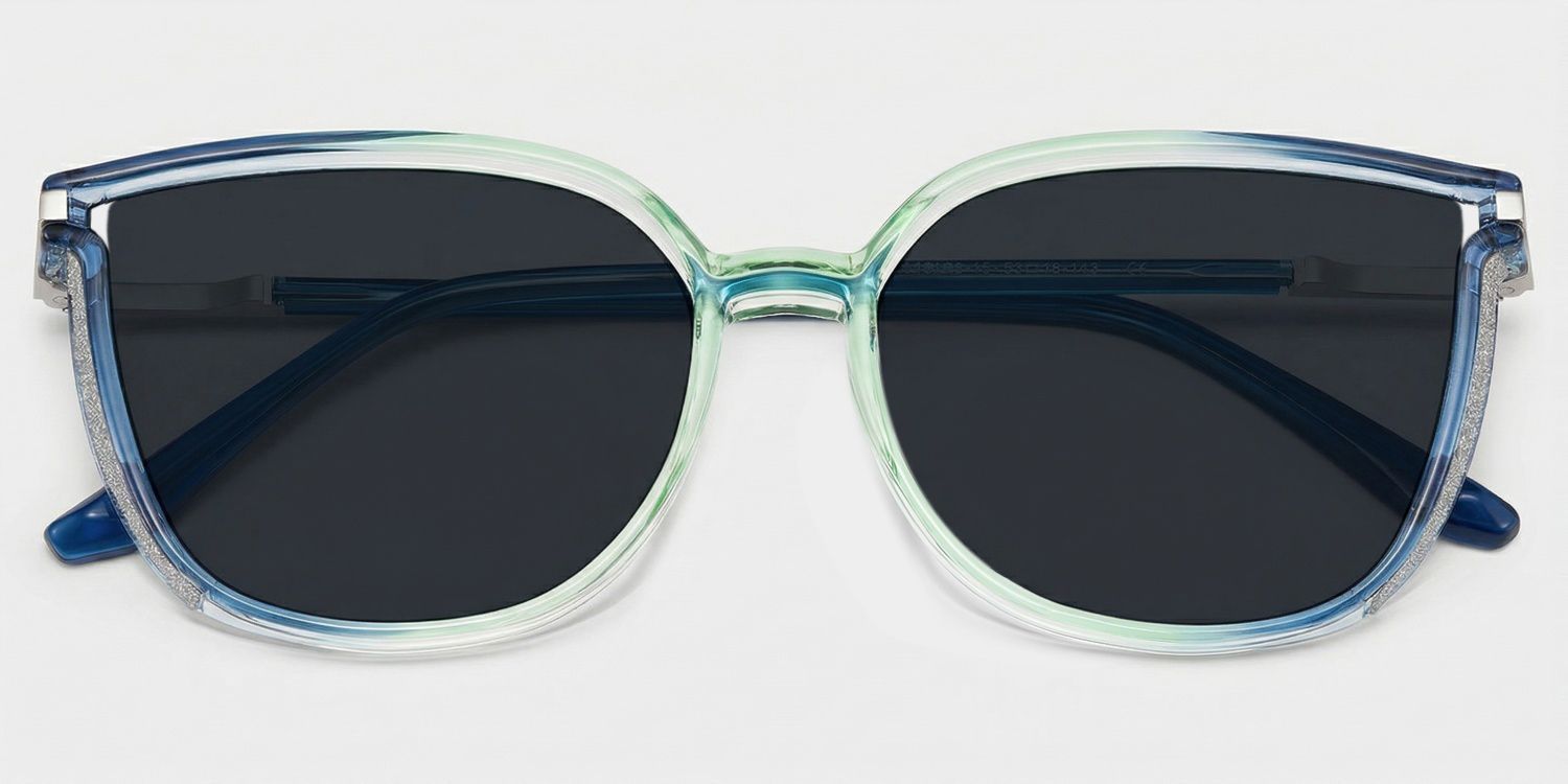 Rodz Square Blue-Green Prescription Glasses and Frames1