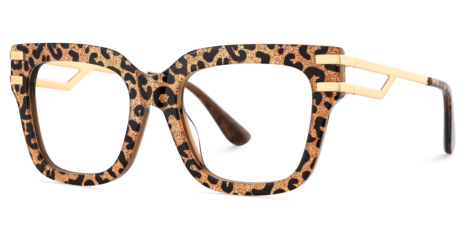Square Cat-Eye Glasses With Brown Leopard Pattern4