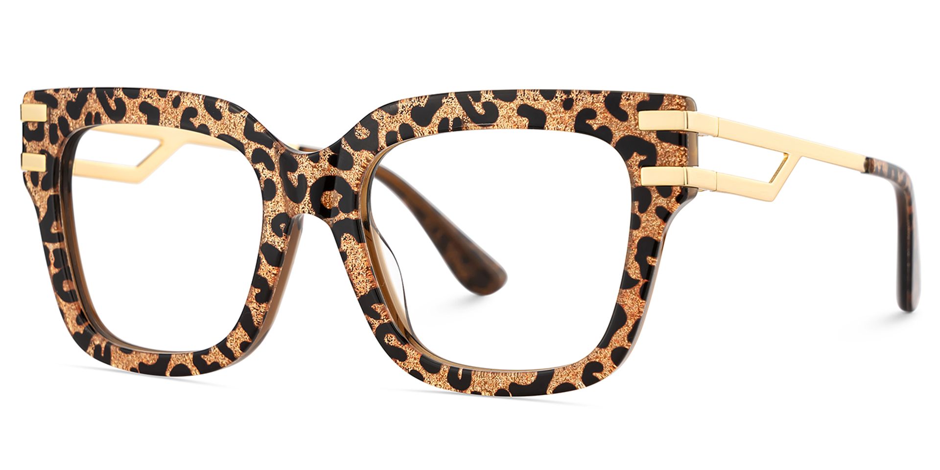 Square Cat-Eye Glasses With Brown Leopard Pattern4