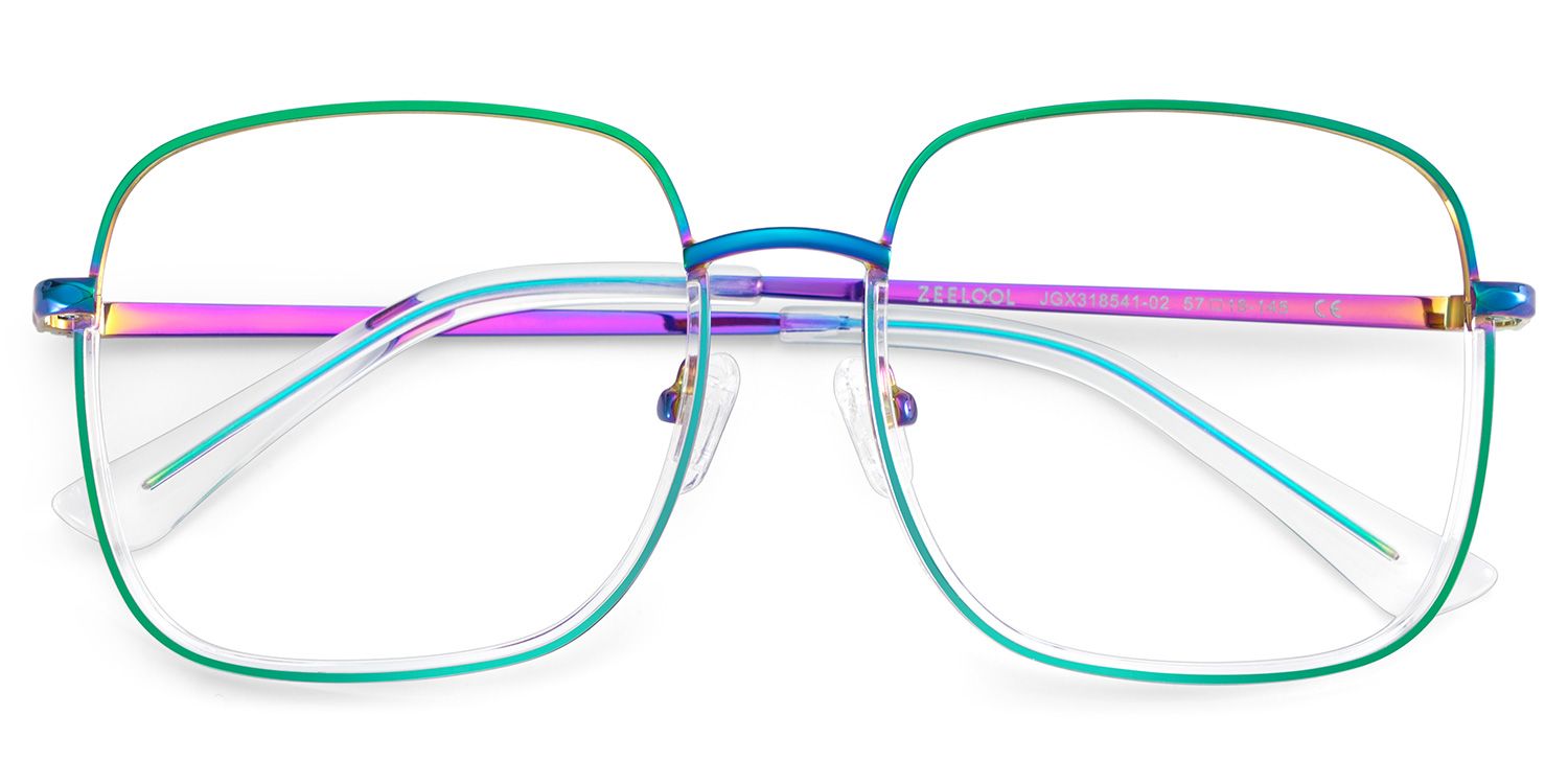Wade Square Iridescent Color Frame Glasses for Women | ZEELOOL UK2