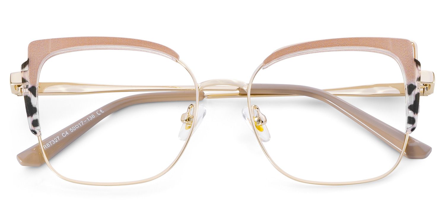 Khaki Tortoise Thin Frame Glasses With Metal Material2
