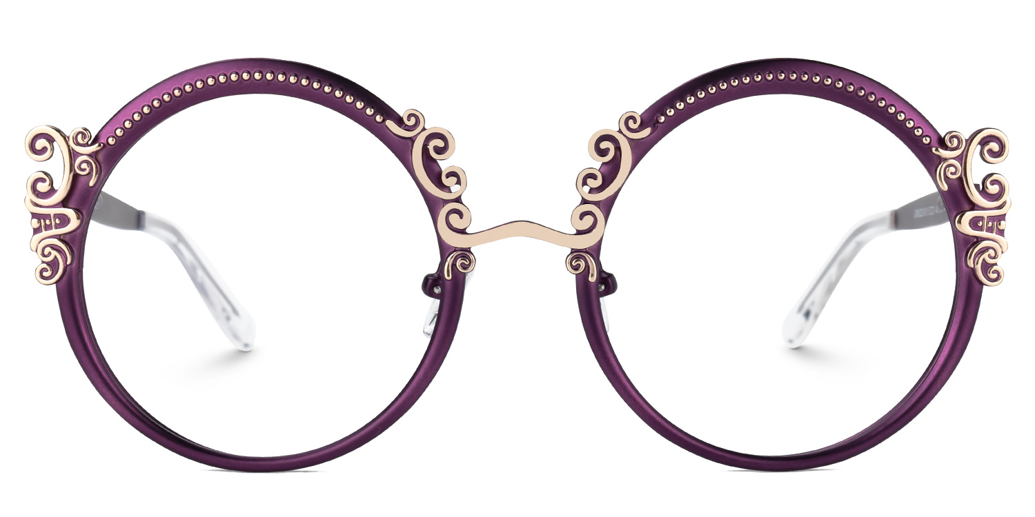 Nelida Designer Eyeglasses in Round Purple Frame0