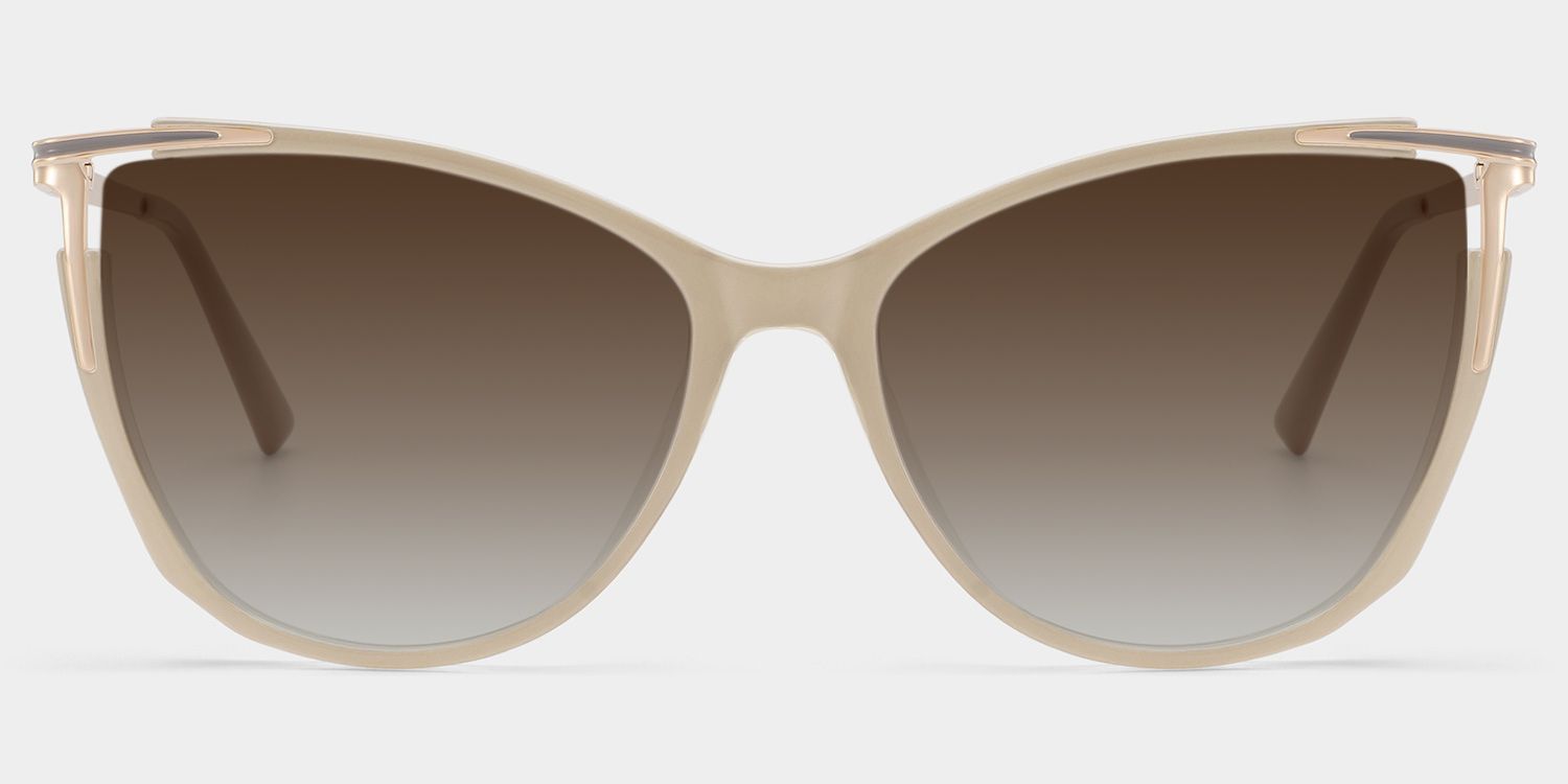 Yomary Cat Eye Khaki Full Rim Sunglasses | ZEELOOL UK0