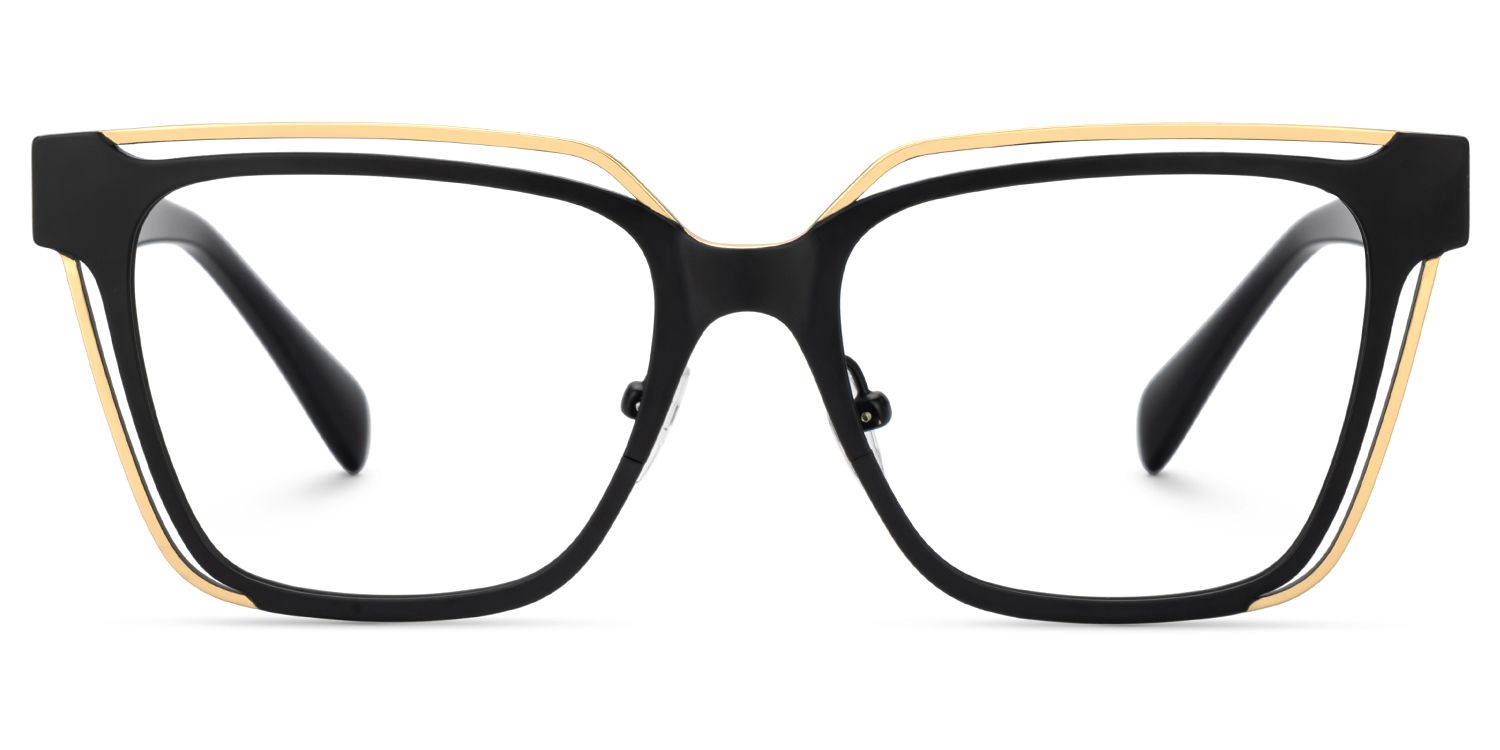 Large Black Glasses With Double Metal1