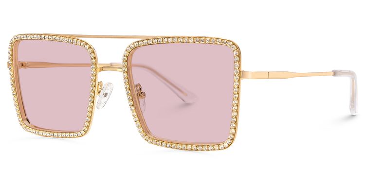 Diva Gold Square Sunglasses