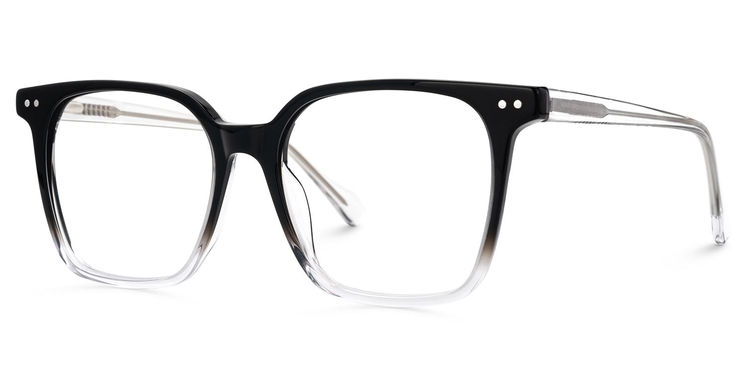 Square Black Gradient Clear Acetate Eyeglasses Frames2