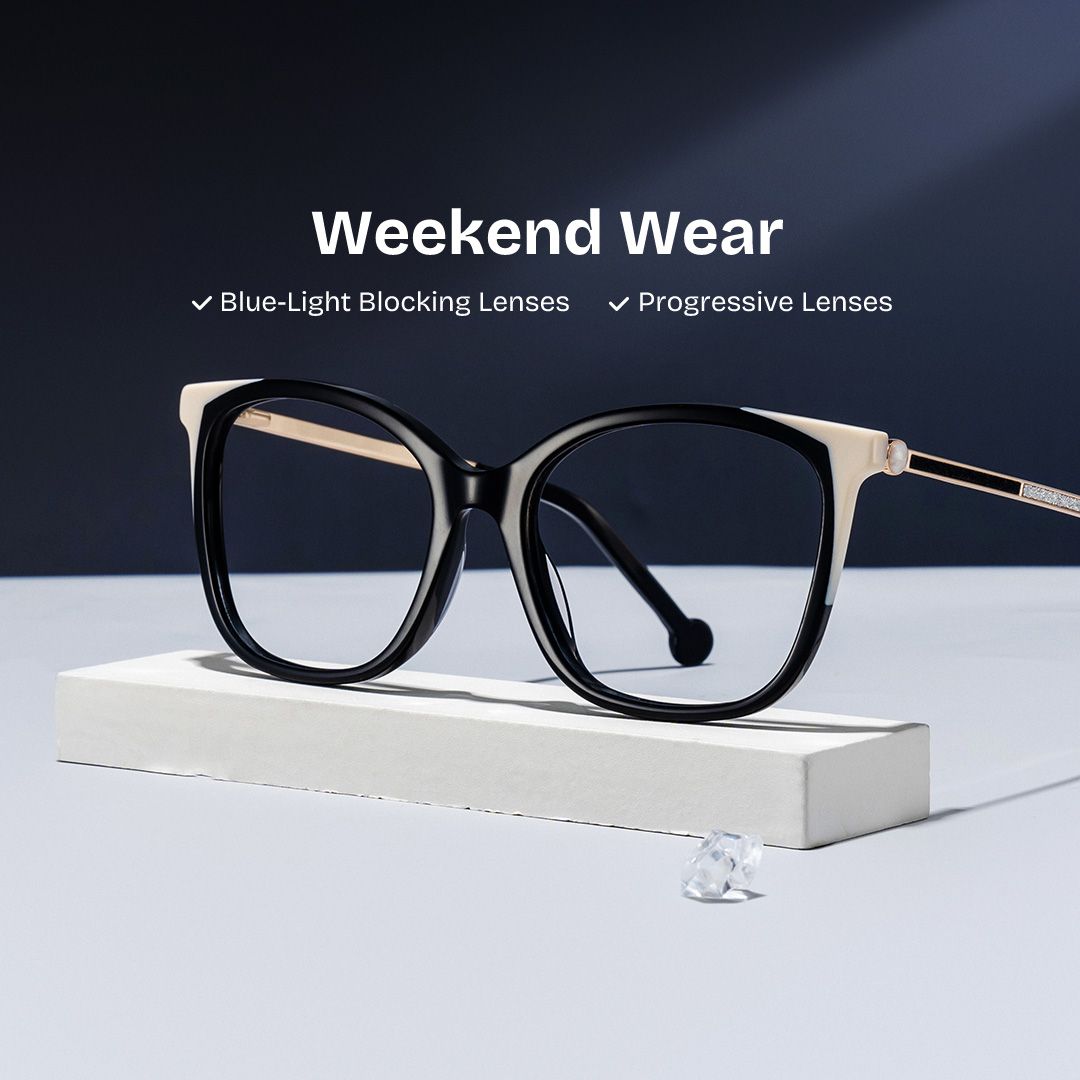 Nico Eyeglasses in Square Black White Frame | ZEELOOL UK0