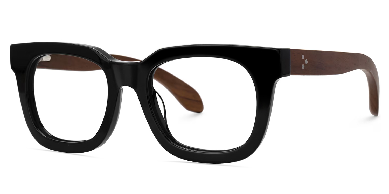 Sam Rectangle Wood Thick Frame Glasses for Men | ZEELOOL UK1