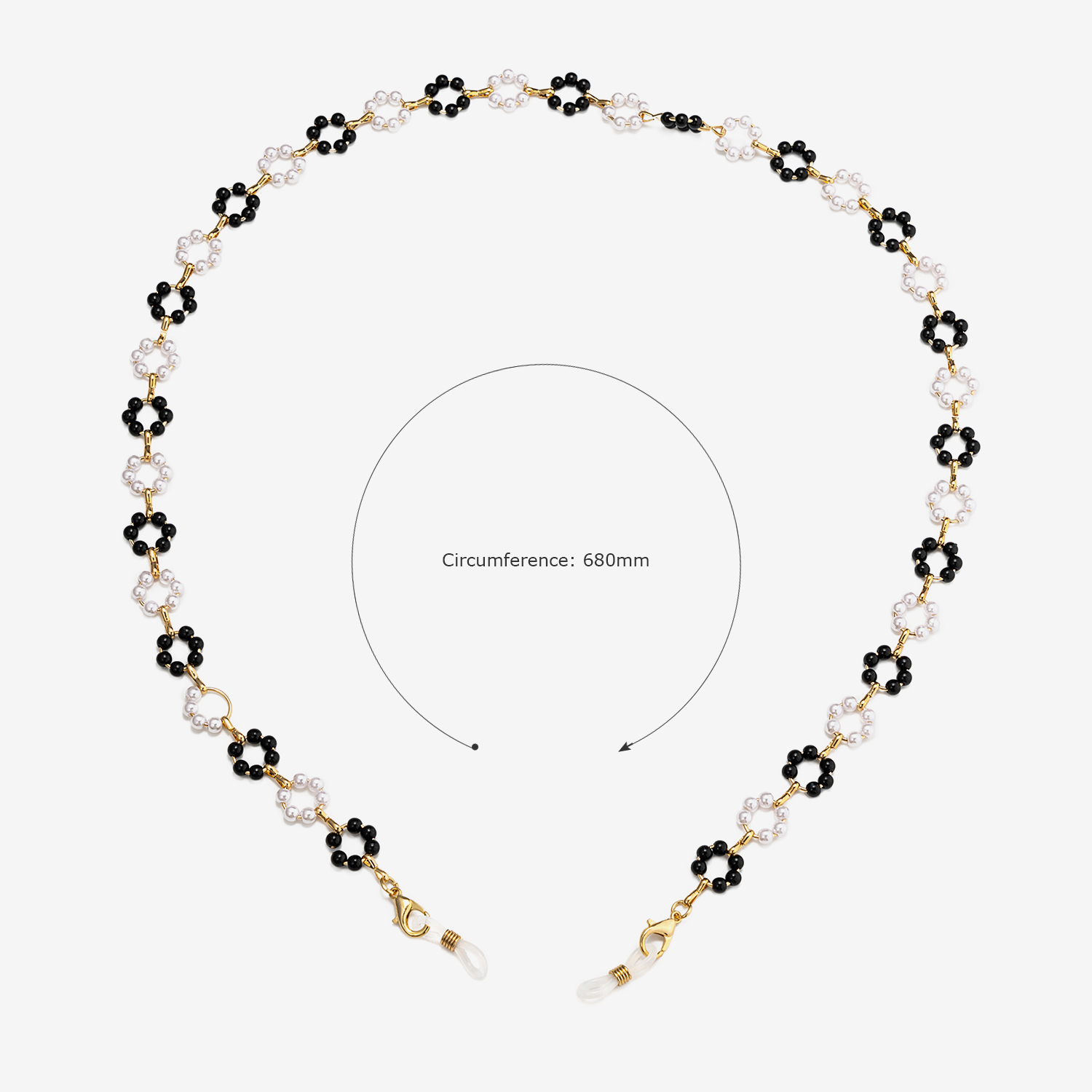 Simple Stylish Black White Flower Eyewear Chains2