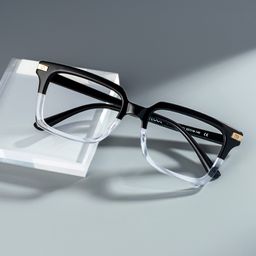 Langston Black-Clear Rectangle Glasses0