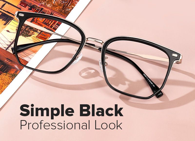 Roque Mixed-material Geometric Black Frame Glasses | ZEELOOL UK5