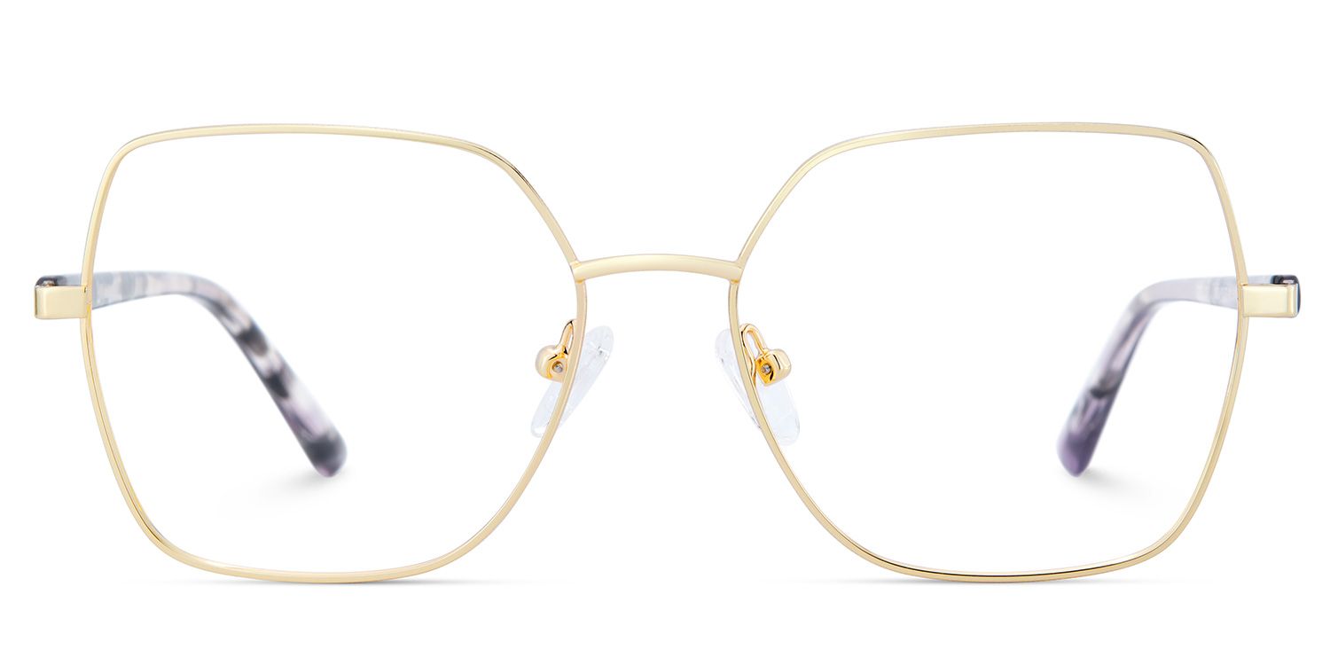 Billie Golden Geometric Prescription Glasses | ZEELOOL UK0