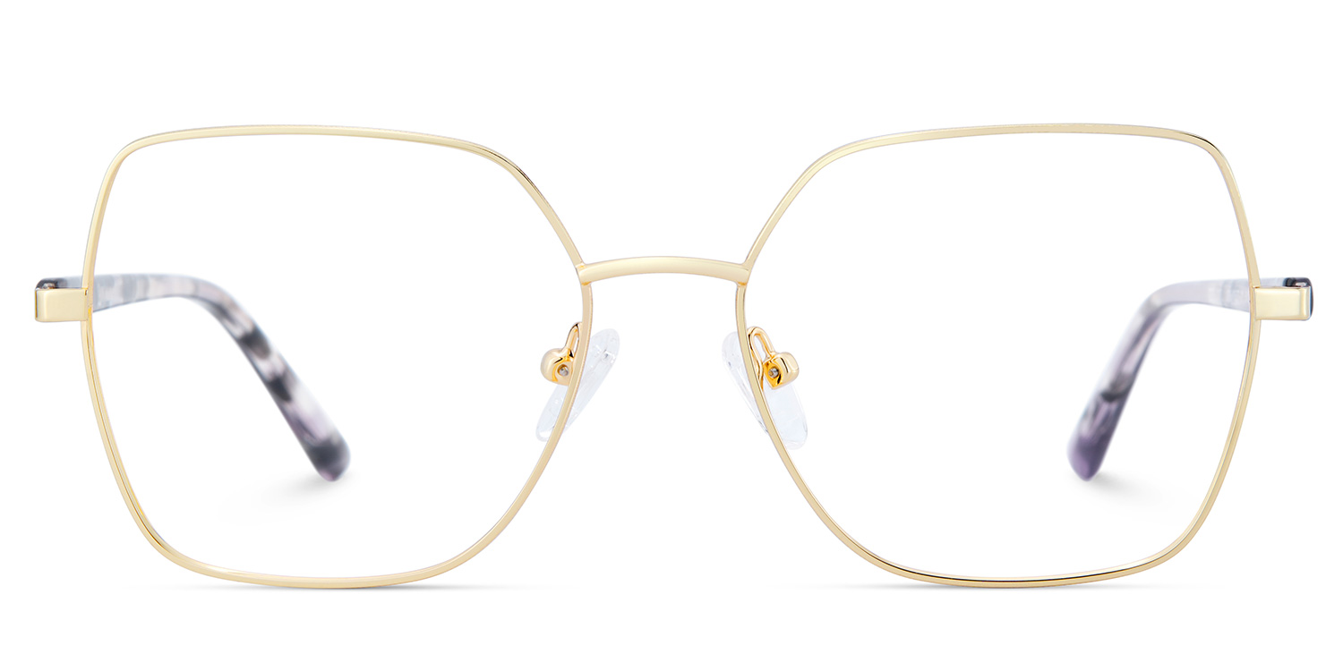 Billie Golden Geometric Prescription Glasses | ZEELOOL UK0