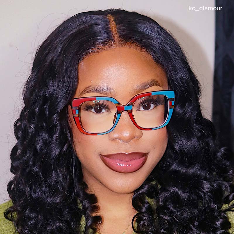 Brenda Square Blue-Red Glasses | ZEELOOL UK5