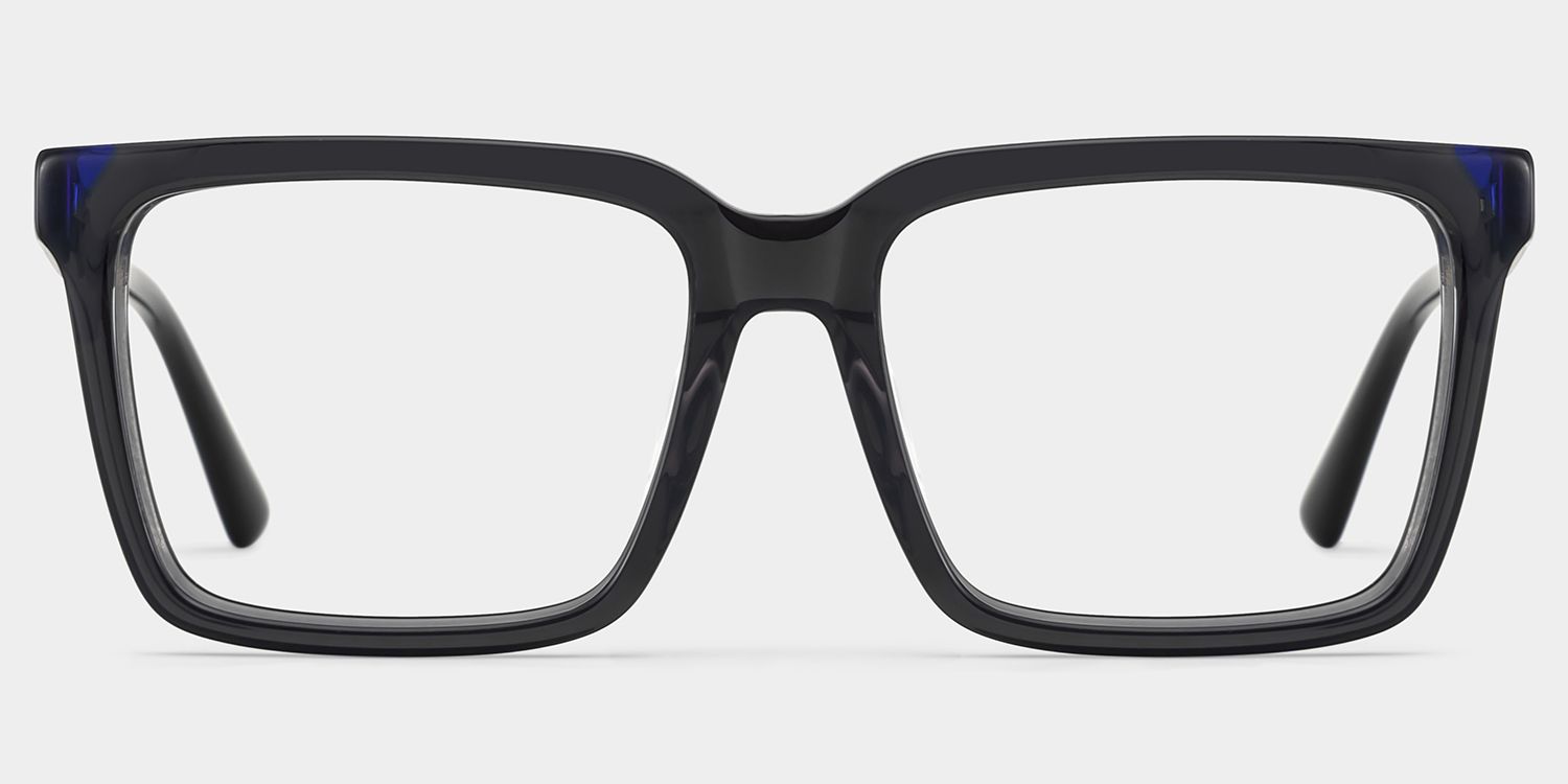 Rectangle Dark Gray Eyeglasses- Troy Acetate Frame Glasses0