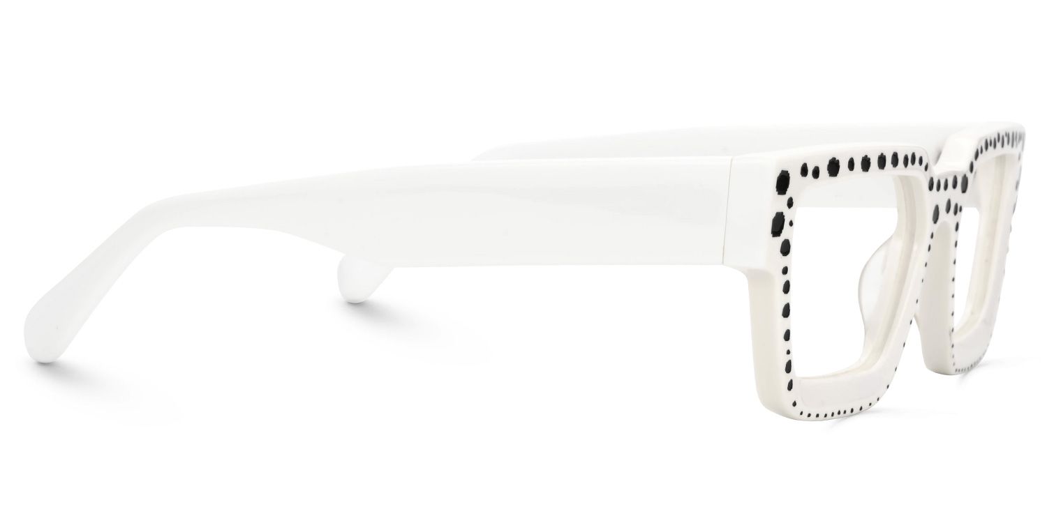 Gabriela Acetate Rectangle White Frame Glasses | ZEELOOL UK2