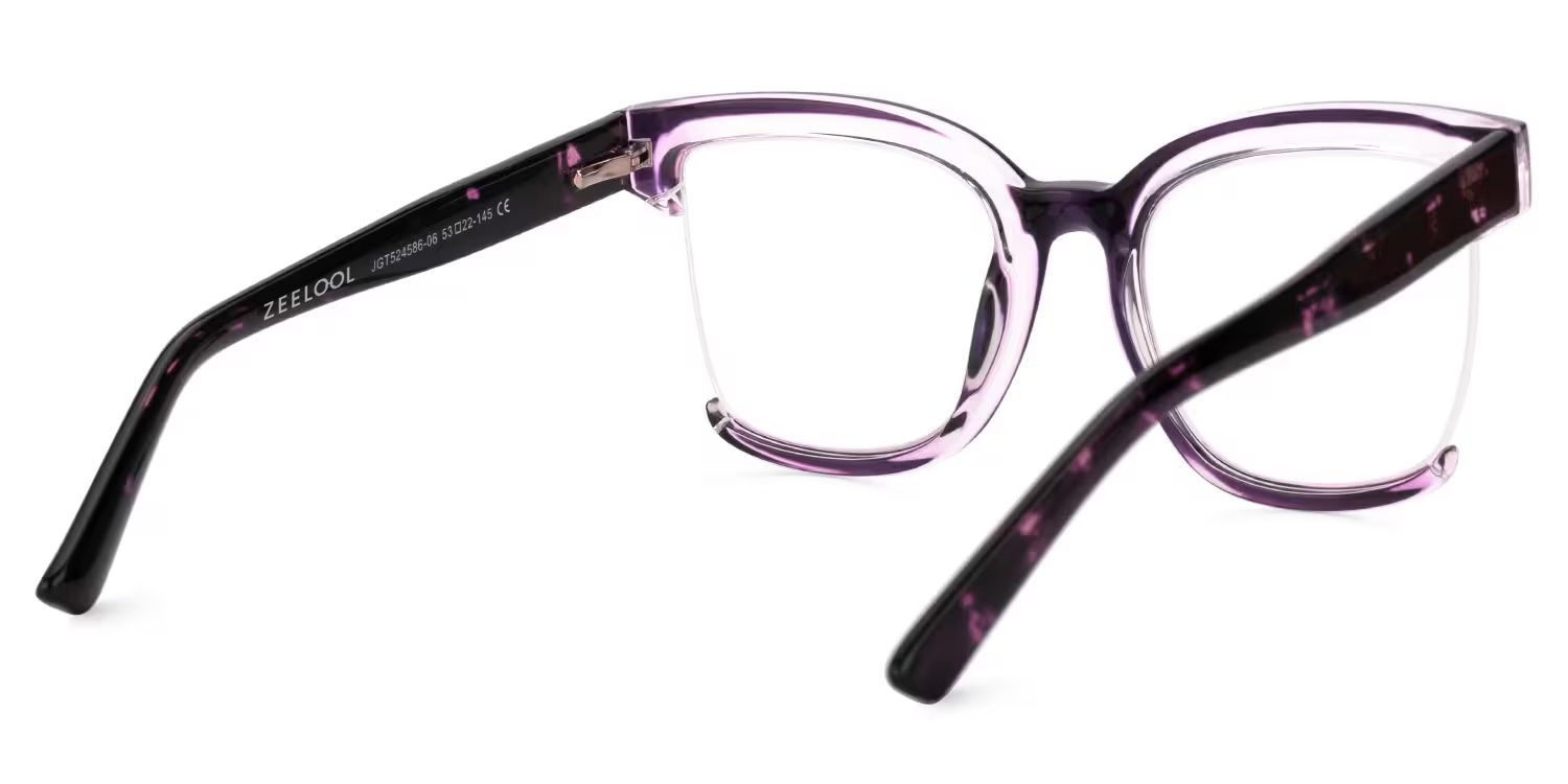 Square Cadogan Purple Color Frame Glasses | ZEELOOL UK3
