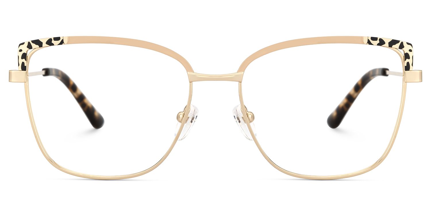 Square Metal Glasses With Pink and Tortoise Color1