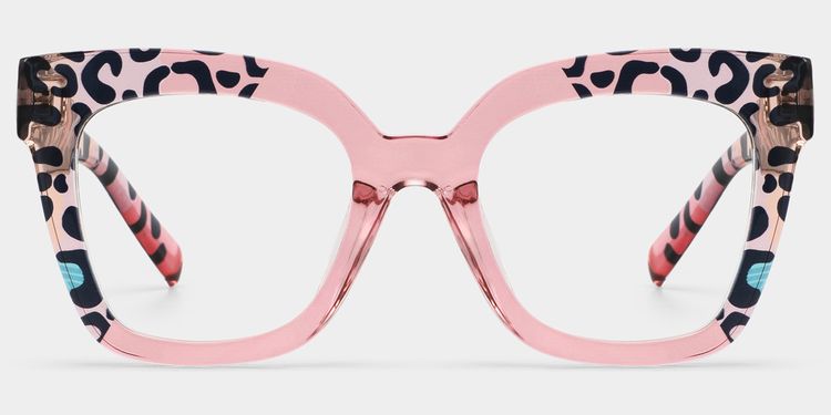 Malcolm Pink-Leopard Square Glasses