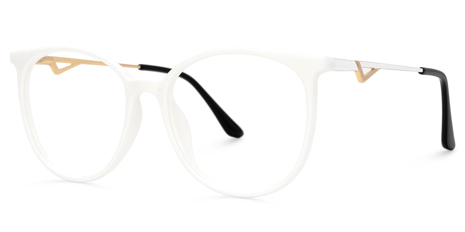 Chanty Round White Thin Frame Glasses | ZEELOOL UK1
