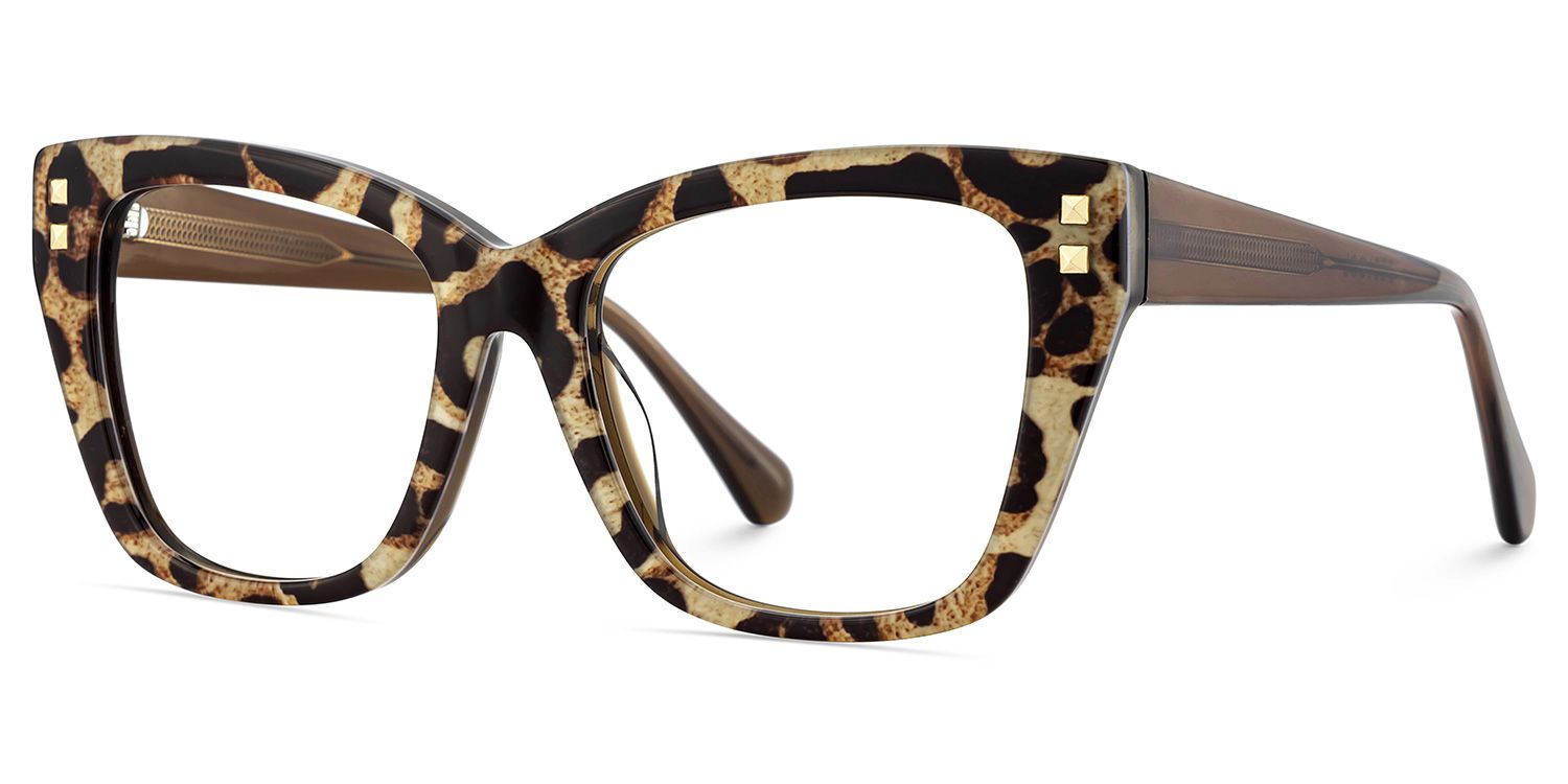 Tessia Leopard Square Glasses Women's Glasses | ZEELOOL UK4
