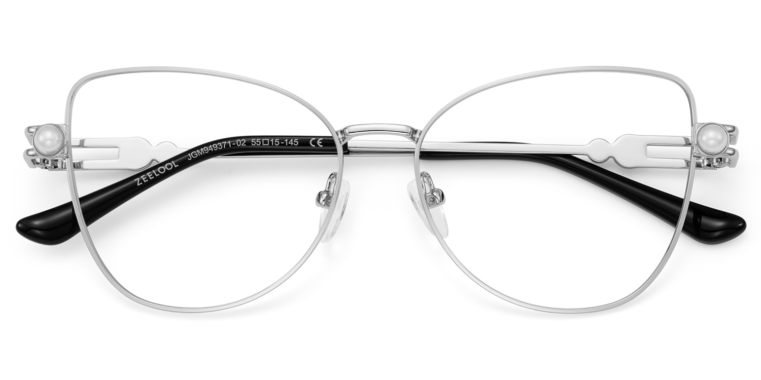 Gaga Eyeglasses in Cat Eye Sliver Frame | ZEELOOL UK3