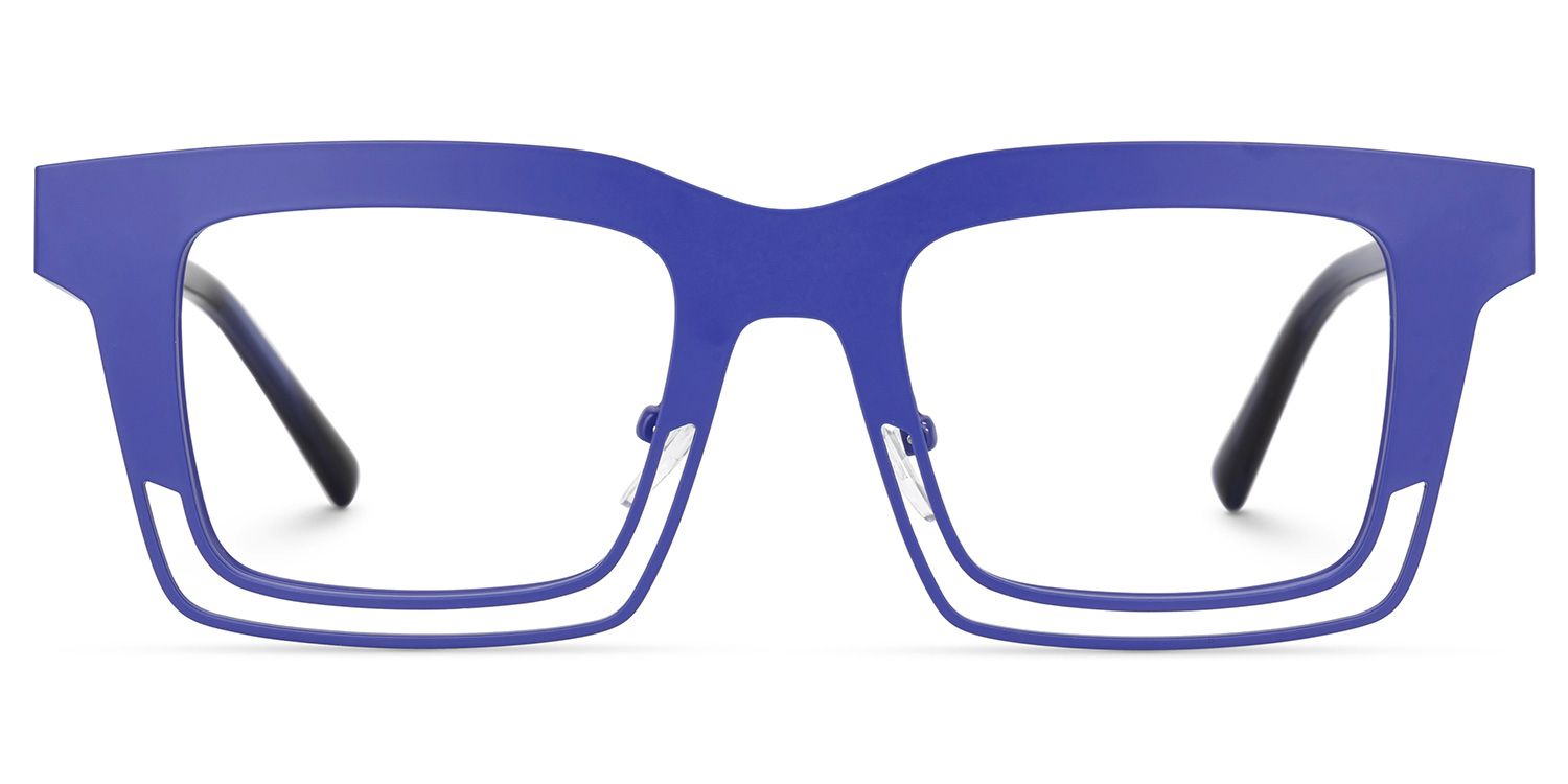 Evan Rectangle Blue Frame Eyeglasses for Males | ZEELOOL UK0